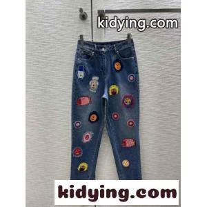 LV × YK フェイスパッチジーンズ ルイ・ヴィトン ジーンズ コピー レディース デニムパンツkid26rGHTDe