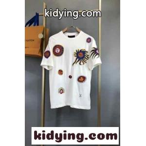 LV × YK エンブロイダードフェイスTシャツ ルイ・ヴィトン Tシャツ コピー 半袖 トップスkid26rCWPva