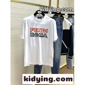 シンプル お洒落 クルーネック ロゴ入り フェンディ コピー Tシャツ コピー コットン 半袖 トップスkid26qqGXby