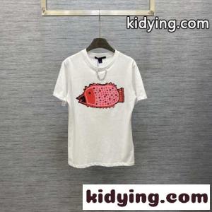 LV × YK フィッシュパッチ バックルスリーブTシャツ ルイ・ヴィトン Tシャツ コピー 半袖 トップスkid26O99nSz