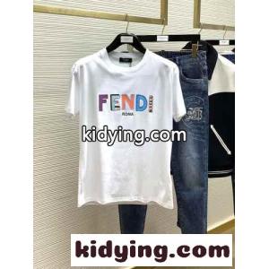 フェンディ ブランド コピー Tシャツ コピー 半袖 トップス マルチカラーロゴ入り クルーネックkid264veOzi