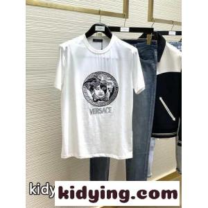 ヴェルサーチ スーパーコピーェ Tシャツ コピー 定番 人気 メドゥーサ ロゴ 半袖Tシャツ メンズ トップスkid26SP9fiq