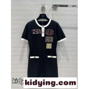 シャネル スーパーコピー ワンピース コピー 半袖ドレス 23C 可愛い おしゃれ クルーネックkid26ayaCCa