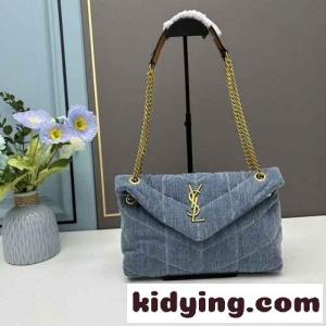 YSL ルル パファー デニム ショルダーバッグ イヴ・サンローラン ブランド コピー バッグ コピーkid26K1vCia