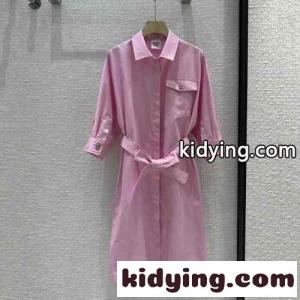 23SS◆シンプルお洒落♪無地 シャツワンピース エルメス コピーブランド ワンピース コピー レディース ピンクkid265TPbWD