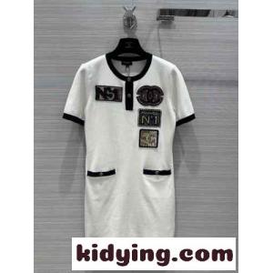 23C 可愛い おしゃれ クルーネック シャネル ブランド コピー ワンピース コピー 半袖ドレスkid26fGHPbi