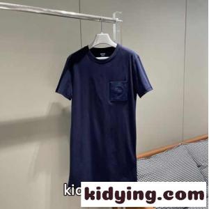 2026春夏 ストレートドレス 刺繍入りポケット エルメス コピーブランド ワンピース コピー 半袖Tシャツワンピースkid26CuCimu