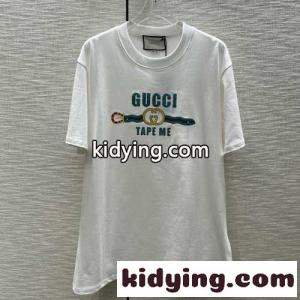gucci コピー “TAPE ME” 刺繍 コットン Tシャツ グッチ コピー Tシャツ コピー 半袖 トップスkid26LD4Dqe
