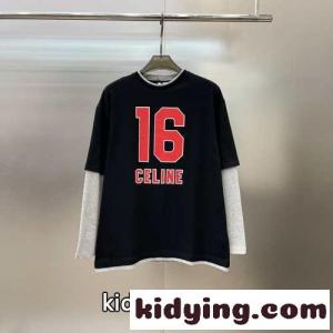 ストリート レイヤード風 ロゴ ゆったり セリーヌ スーパーコピー Tシャツ コピー 長袖 ユニセックスkid268DOvue
