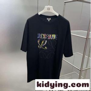 ユニセックス アナグラム コットン 半袖Tシャツ ロエベ コピーブランド Tシャツ コピー ロゴ カジュアルkid26SraOTr