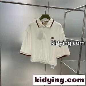 おしゃれ クロップド ストライプ  半袖ポロシャツ グッチ ブランド コピー Tシャツ コピー ウエストゴムkid260fOf4r