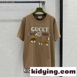カジュアル プリント コットン 半袖Tシャツ グッチ コピーブランド Tシャツ コピー オーバーサイズkid26jSnKDy