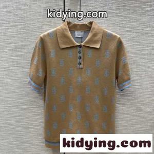 モノグラム ウールブレンド 半袖 ポロシャツ バーバリー コピー Tシャツ コピー レディースkid26mKr8Lf