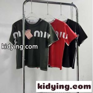 23春夏新作～クルーネック ロゴ 半袖Tシャツ ミュウミュウ コピーブランド 半袖Tシャツ コピー レディースkid26WvGH1f