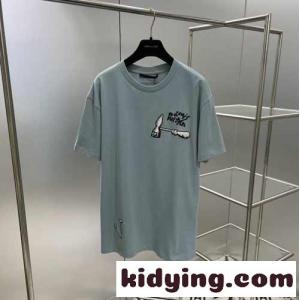 23SS新作 カジュアル ゆったり 刺繍入り ルイヴィトン コピー Tシャツ コピー 半袖 トップスkid265H5jea