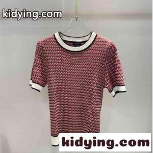 可愛い 配色 半袖 ニット シャネル スーパーコピー Tシャツ コピー レディース 春夏 トップスkid26WfKXry