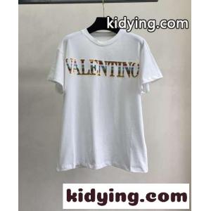 エンブロイダリー コットン 半袖Tシャツ ヴァレンティノ ブランド コピー Tシャツ コピー 春夏 クルーネックkid26nm8r8j