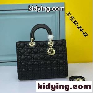 クリスチャン・ディオール コピー スーパーコピー ラムスキン LADY dior コピー ラージバッグ ブラックkid26O9XDCC