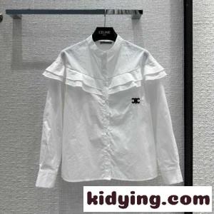 可愛い フリル トリオンフ ロゴ セリーヌ コピー シャツ コピー 長袖 レディース トップスkid26W9baGn