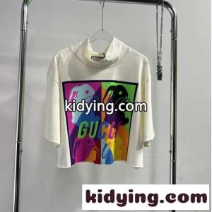 可愛い バニー プリント コットン ハイネック 半袖 Tシャツ グッチ コピー Tシャツ コピーkid26TvKjCu