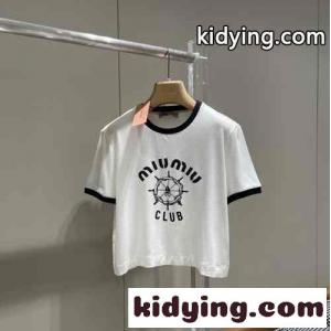新作～快適 プリント ジャージー Tシャツ ミュウミュウ コピーブランド Tシャツ コピー ショートスリーブkid26bm05za