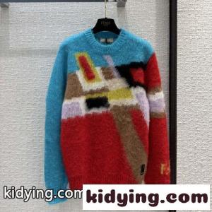 マルチカラー モヘア プルオーバー フェンディ ブランド コピー セーター コピー 長袖 クルーネックkid26OX9XHb