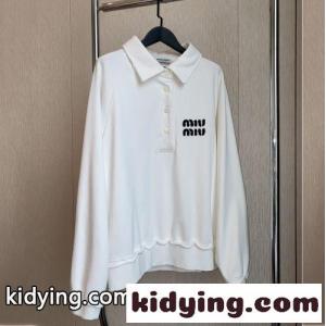大人気！コットン ポロスウェットシャツ ミュウミュウ コピーブランド Tシャツ コピー 長袖 カジュアルkid26TvGjem