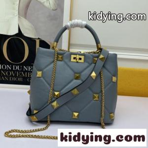 ローマンスタッズ ラムレザー 3WAY レディース ハンドバッグ ヴァレンティノ コピー バッグ コピー ブルーkid268PTjae
