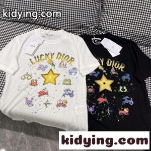 LUCKY dior ブランド コピー おしゃれ 定番 クルーネック クリスチャン・ディオール ブランド コピー Tシャツ コピー 半袖 トップスkid26PbSnCi
