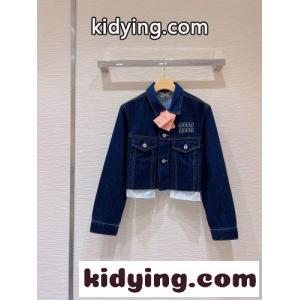 おしゃれ デニム ブルゾン ロゴ ミュウミュウ コピー ジャケット コピー クロップド丈kid26riWjaq