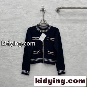洗練された レディース バルマン ブランド コピー カーディガン コピー コンパクト長袖 ネイビーkid265H1fya