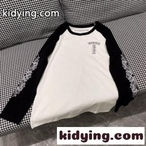 クロムハーツ スーパーコピー tシャツ コピー おしゃれ バイカラー ロゴ クルーネック 長袖 定番 人気 カジュアルkid26nayGvq