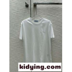 シンプル ゆったり カジュアル クルーネック プラダ ブランド コピー Tシャツ コピー ロゴ 着痩せ 合わせやすいkid26LHrK1r