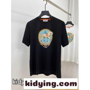 春夏 定番 合わせやすい エルメス コピー 半袖tシャツ コピー プリント 着心地いい クルーネック トップスkid26yyGfeq