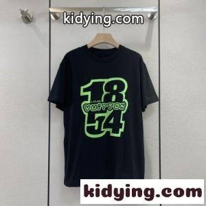 男女兼用 ゆったり プリント 半袖 クルーネック ルイ・ヴィトン Tシャツ コピー トップスkid26qGnS1v