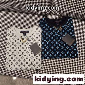 カジュアル おしゃれ モノグラム プリント ルイ・ヴィトン Tシャツ コピー 半袖 クルーネック トップスkid261vaqOb