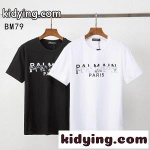 人気 ベーシック クルーネック 定番 合わせやすい バルマン スーパーコピー Tシャツ コピー 半袖 ロゴプリントkid26faWLna