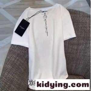 ベーシック カジュアル 無地 クルーネック イヴ・サンローラン コピー 半袖Tシャツ コピー コットンkid26jWX5ra
