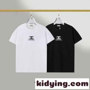 シンプル ロゴ プリント クルーネック シャネル コピー tシャツ コピー 半袖 合わせやすい トップスkid26z0zWTv