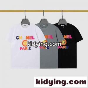 ベーシック 可愛い ロゴ クルーネック 3色あり シャネル ブランド コピー tシャツ コピー 半袖 トップスkid26HXXbiu