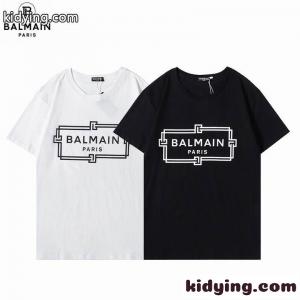 ベーシック ゆったり 快適 クルーネック バルマン コピー Tシャツ コピー 半袖 ロゴプリントTシャツkid26mC8XHz