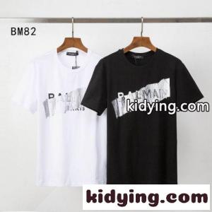 人気 ベーシック バルマン ブランド コピー Tシャツ コピー 半袖 ロゴプリント クルーネック 定番kid26imqWDu