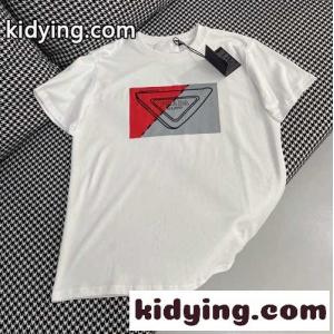 定番 ロゴ プリント クルーネック プラダ ブランド コピー 半袖tシャツ コピー 人気 カジュアル おしゃれ トップスkid26aSbmSj
