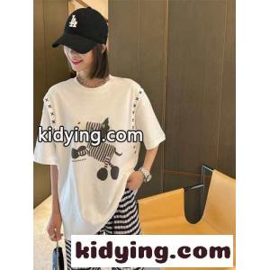 カジュアル お洒落 ミュウミュウ コピー 半袖tシャツ コピー オーバーサイズ 可愛い プリント 人気kid26aGnKPf