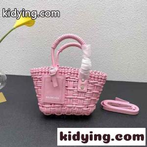 大注目 夏らしい バスケットバッグ バレンシアガ コピーブランド バック コピー ストラップ付き 2WAY ピンクkid26f8nOju