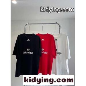 コピーブランド adidas x balenciaga コピーブランド ユニセックス ゆったりロゴプリントTシャツ バレンシアガ コピーブランド 半袖tシャツ コピー 3色あり トップスkid26qu8ruq