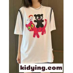 遊び心いっぱい 可愛い プリント ミュウミュウ ブランド コピー 半袖tシャツ コピー 人気 オーバーサイズ コットンkid26eeiOHr