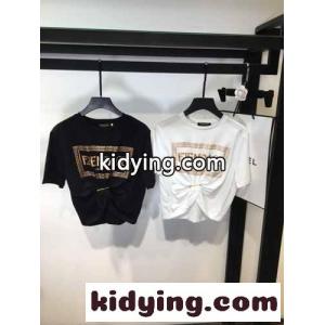 fendi コピー×versace コピー コラボ 新作 ロゴ コットン 大人気 フェンディ コピー 半袖tシャツ コピー トップスkid26v0DWTD