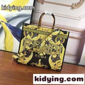 fendi コピー × versace コピー 注目 おしゃれ プリント フェンディ コピー バッグ 人気 コピー 大容量 トートバッグkid26m0fG1D