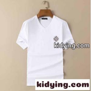 定番 カジュアル 着心地抜群 Vネック ルイ・ヴィトン tシャツ コピー 半袖 春夏 ロゴ トップスkid26OTfeaC